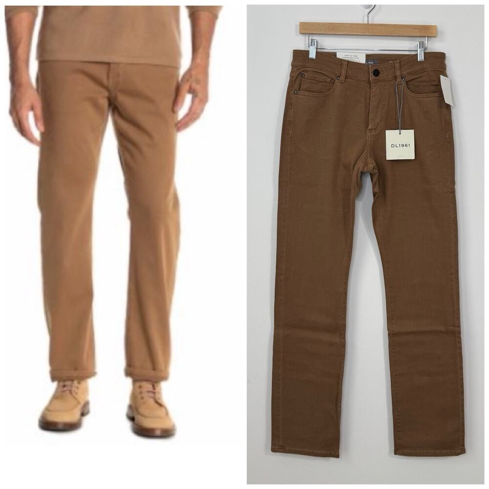 NWT DL1961 Men's Avery Modern Straight Pants Size 31x34 Tigers Eye Brown